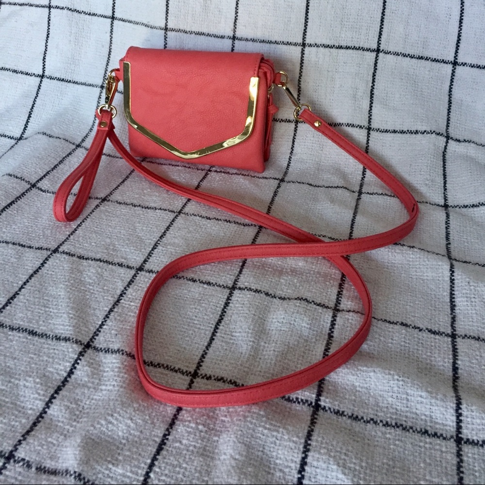 Small coral crossbody purse/clutch